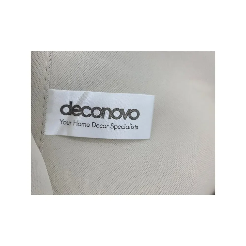 NWOT Deconova 4 Panel Curtains 42W x 54L Beige & Silver Foil Print Rod Grommets